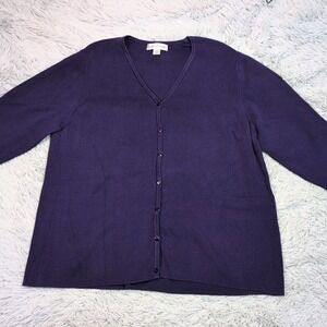 August Max Woman Sweater Womens 1X Purple‎ Cardigan Preppy Button Up Casual
